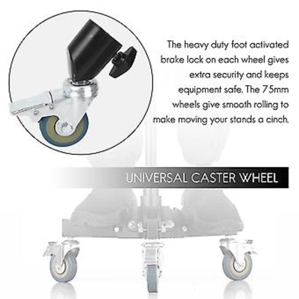 3 st 22mm Fotostudio Universal Hjul Stativ Trissa Kraftig För Ljusstativ/Studiobom
