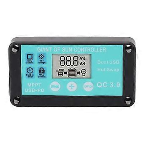 30A Solcelleladeregulator med Dobbel USB-port MPPT Solcellepanel Laderegulator for Strømproduksjon