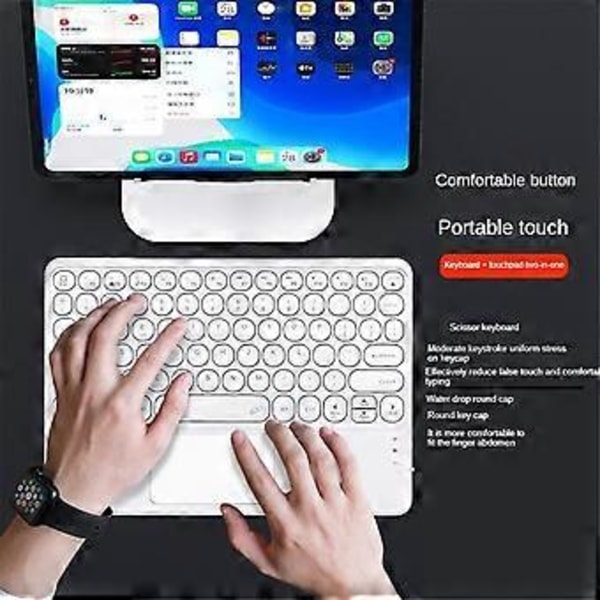 Trådløst Bluetooth Tastatur Mini 78 Taster Gaming Kontor Genopladeligt Tastatur Touchpad til Pad PC Tablet Sort