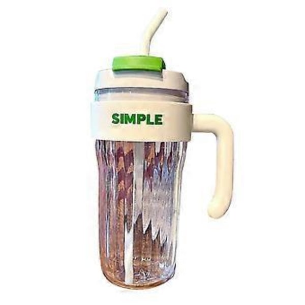 Enkel Stor Kapacitet Praktisk Plastmugg Flicka Kontorsmugg Handtag Sugrör Vattenkopp Par Drickskopp Vit