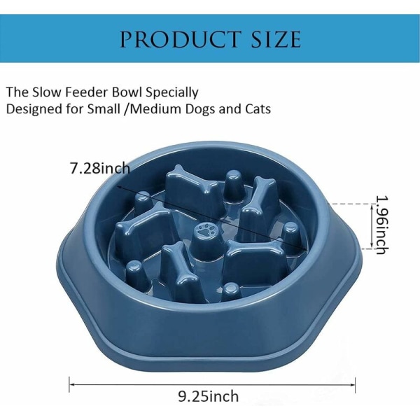 (Marinblå) Slow Feeding Bowl för hundar, Slow Feeding Bowl, Anti Glutton Bowl för hundkatt, främjar hälsosam ätning och långsam matsmältning
