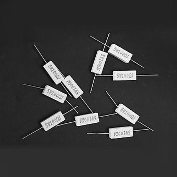 10x Tråd Keramisk Cement Modstand 100 Ohm 5w Watt 5%