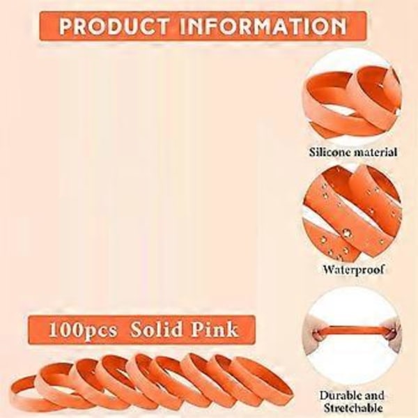 100 st Blank Elastisk Enfärgad Silikonarmband Stretch för Män Kvinnor Tonåringar Presenter Studenter Sportartiklar, D