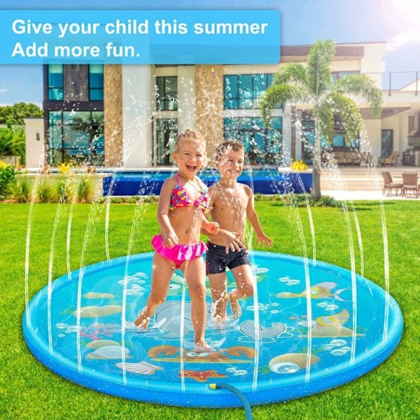 150 cm vandplaskemåtte, sprinkler vandlegemåtte, plaskemåtte, børns udendørs sommerhavevandlegetøj, til udendørs familieaktiviteter, fest, Bea