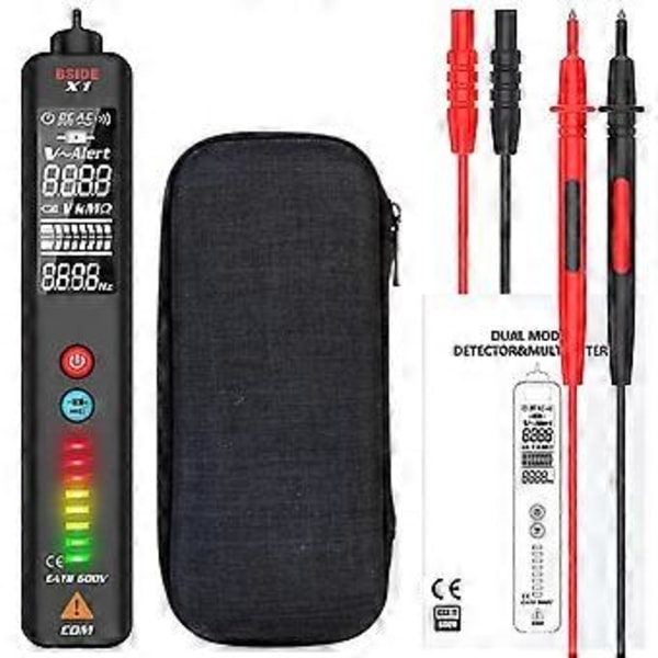 X1 Dual Mode Smart Detektor Berøringsfri AC Spændingsdetektor Ncv Multimeter Elektrisk Test Blyant Bærbar Tester Pen Med Lyd Og Lys Alarm Og Led