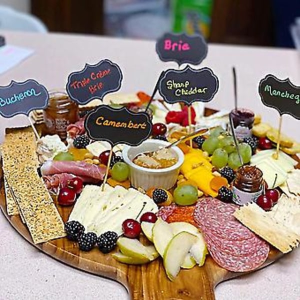 Pakker med 48 ostemarkører for spekematbrett, blanke flagg, ostetiketter, buffetiketter, cupcake-navnelapper
