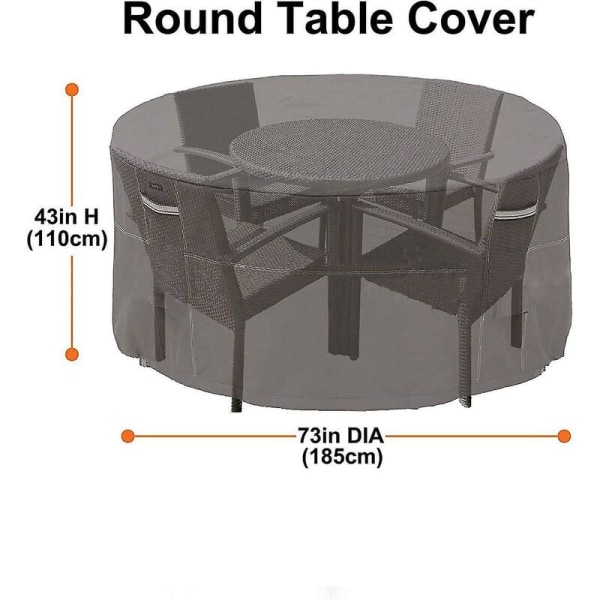 Garden Table Cover Waterproof Breathable Oxford Fabric Garden Furniture Cover, Round (180x110cm)