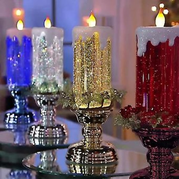LED-kynttilävalo Joulun keijuvalaisin Liekitön -ystävällinen Pöytäkoneen valaiseva koriste jalustalla Deco