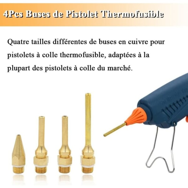 4-pack kopparmunstycken för limpistol, utbytbara munstycken med 10,8 mm gängdiameter, tillbehör för limpistol