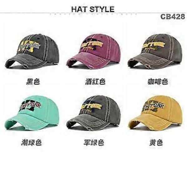 NY tredimensionel broderi baseball kasket NEWYORK retro broderi skyggekasket vasket og gjort gammel solskærm