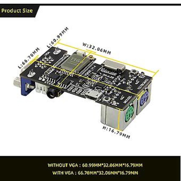 Fabgl Vga32 Vga Esp32 Psram Modul V1.4 Ps/2 Grafikbibliotek Spel Ansi/