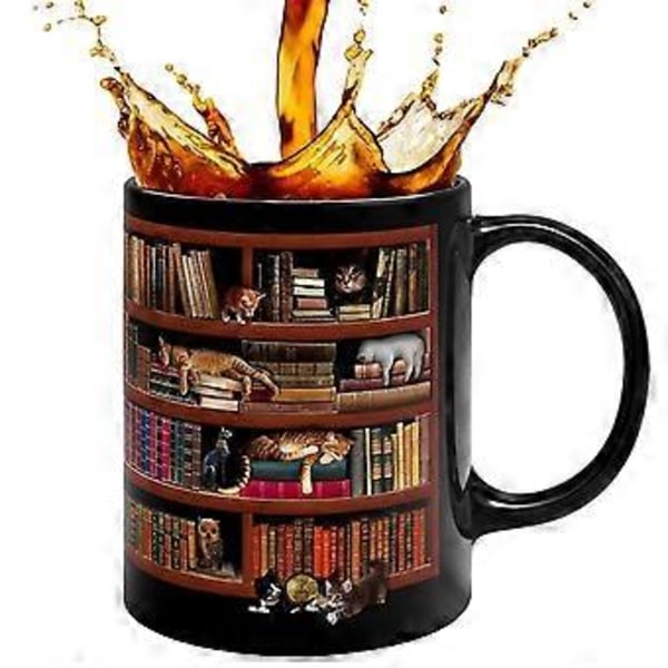 3D Bogreol Krus Bibliotek Bogreol Kop Bogreol Kat Design Bog Krus Bogklub Kop Nyhed Kaffekrus Motiverende Citat