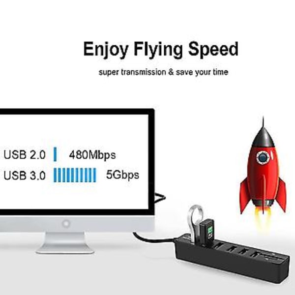 Usb Hub 6 Port Expander Adapter Usb 2.0 Hub Usb Splitter 2.0 Hub Usb-hub Sd/tf Fo
