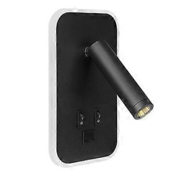 Vegglampe Bakgrunnsbelysning USB-lading 330 Graders Rotasjon Justerbar Vegglampe Nattbordslampe Studielampe Svart