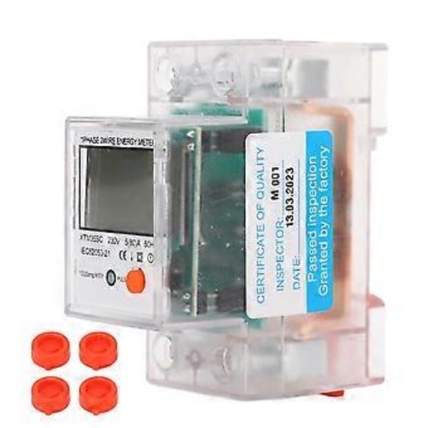 Energimätare 2P Enfas DIN-skena Elförbrukningsmätare Bakgrundsbelyst LCD-display Effektmätare 230V