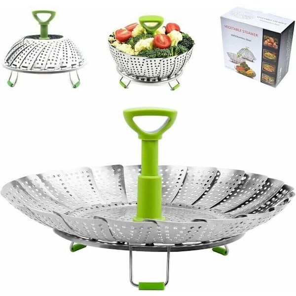 Stainless Steel Steamer Basket, 9'' Stainless Steamer for Pressure Cooker with Telescopic Handle, Basket for Steaming, Daisy Flower Steam Cooking, F