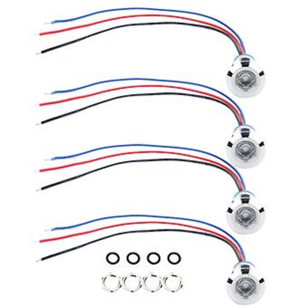 4-pack LED Indikatorlampor 12mm, Vattentäta, 110-220V, Gemensam Anod, Röd & Blå - Industriella Kontrollkomponenter för Signal & Säkerhet