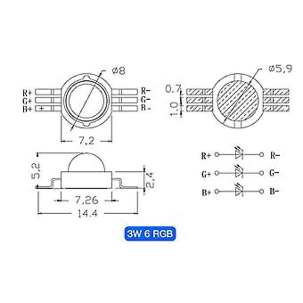 10 stk. 3x3w Rgb Røde Led Lampe Pærer