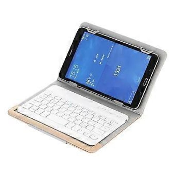 10 tuuman langaton Bluetooth-näppäimistö jalustalla PU-nahkakotelo Windowsille, Androidille ja IOS:lle, kulta