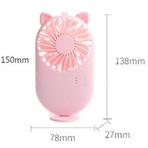 Sarjakuva Ultraohut Mini Kannettava Tuuletin Söpö Lemmikki Tasku Hiljainen Toimisto Pöytäkone USB Pieni Tuuletin, Pinkki