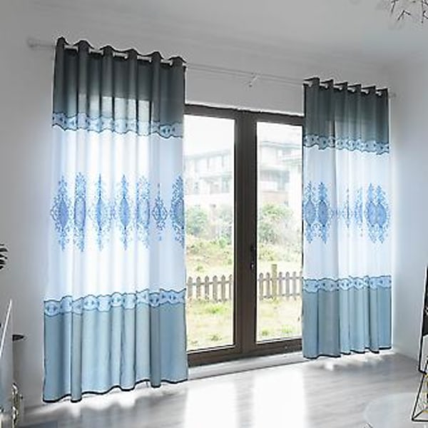 Polyester Mørkleggingsgardin Vindusgardin Mørkleggingsforheng Soverom Stue Dekor (Blå)