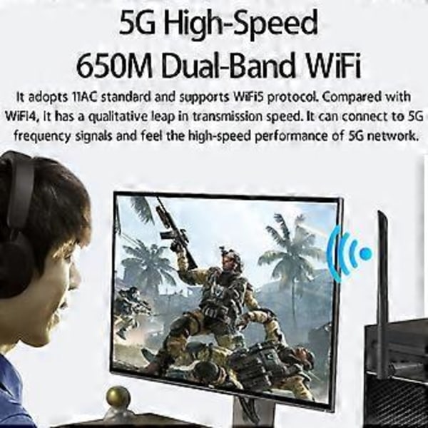 650 Mbps USB WiFi-adapter Dual Band 2,4G 5 GHz 802.11AC Trådløst Nettverkskort RTL8811CU USB-dongle Antenne Wifi-mottaker