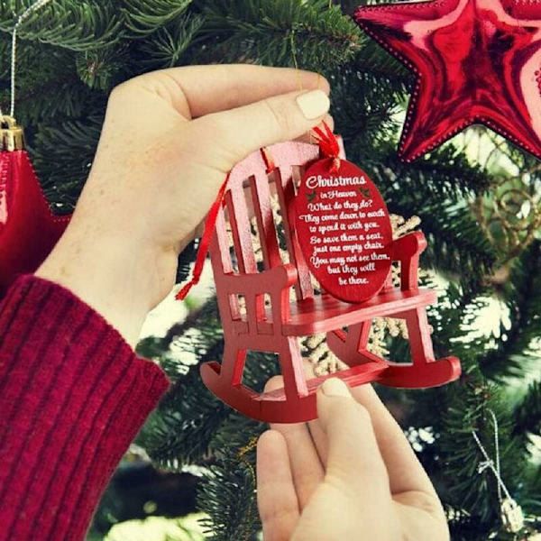 Jul Keepsake Träprydnader, Himmelsk Julgungstol med Meningsfull Tagg, för att Minnas Kära, Jul i Himlen Ha