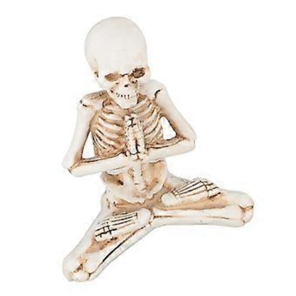 Mediterande Sittande Dödskalle Ornament: Liten Resin Skelettfigur för Skrivbordsdekoration under Helger