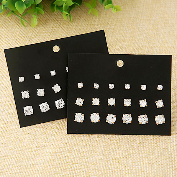9 par runde Cubic Zirconia øreringe Stud smykker dekoration til kvinder pige