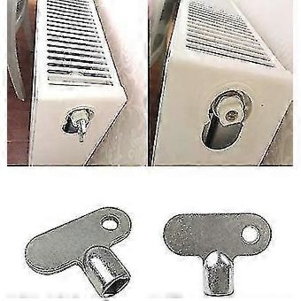 Universalnøkkel for radiator, elektrisk, vann, gassmålerboks & radiatornøkkel, radiatorfastnøkkel, ventilnøkkel (2 stk, sølv)