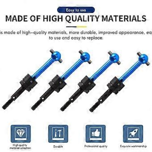 4 st Metall Universal Drivaxel CVD 53792 för TT-01 TT01 TT-02 TT02 TA04 1/10 RC Bil Uppgraderingsdelar