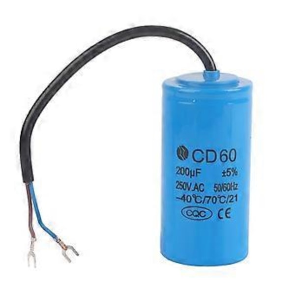 CD60 Startkondensator med Tråd 250V AC 200uF 50/60Hz för Motor Luftkompressor