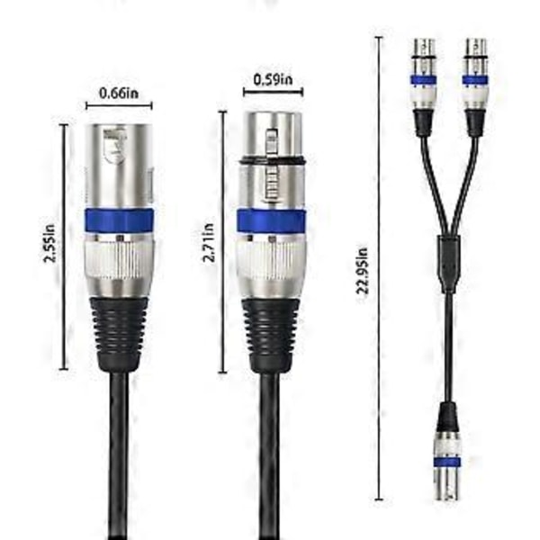 5-pak 1,6 FT XLR hun til dobbelt XLR han Y-splitterkabel, XLR-splitter 1 hun til 2 han til mikrofonmixer