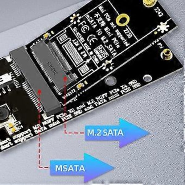 MSATA till M.2 SATA Adapter Expansionskort Stöd SSD 2230 2242 6Gbps Snabb