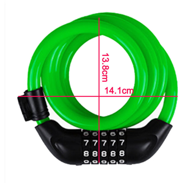 Cykellås Elektrisk Fordon Femsiffrigt Lösenordslås Mountainbike Bar Stöldskyddsringlås Ridutrustning - Cykelkedja Flexibel Stålsäkerhet