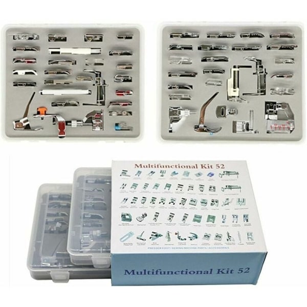 52 Pcs Professional Presser Feet Set with Plastic Storage Box for Brother, Singer, Janome, Babylock, Toyota, New Home and Kenmore Low Shank Sewing M