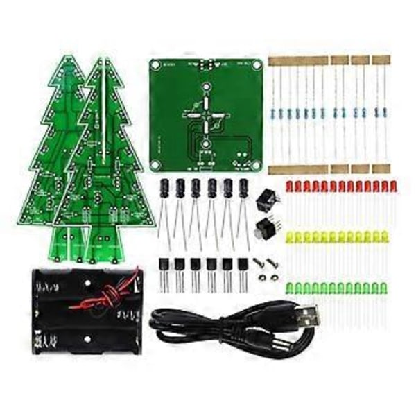 Tredimensjonal 3D Juletre LED DIY Kit Rød/Grønn/Gul LED Blink Krets Kit Elektronisk Moro Suite Tilbehør