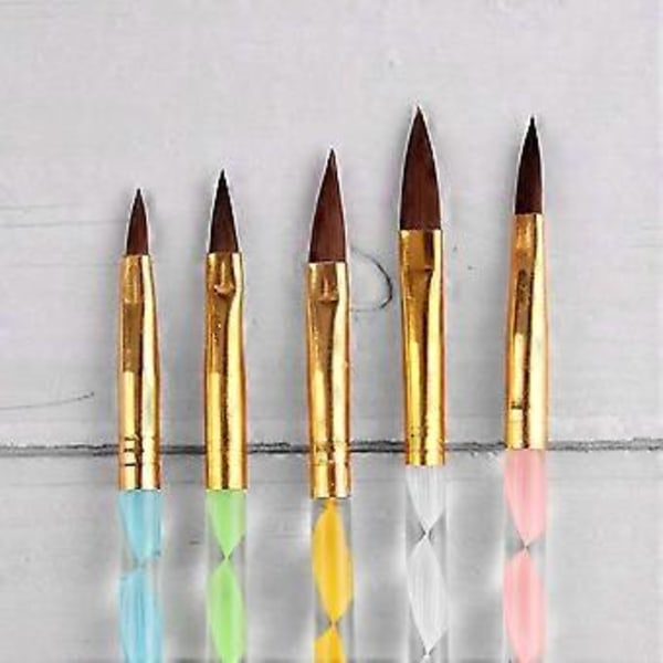 5 st Nagelkonstpenna 3d Kristallblomma Byggare Skulptering Diy Ritborste Manikyr Tips Salong Set Nagel Dotting Verktyg Punktmålning