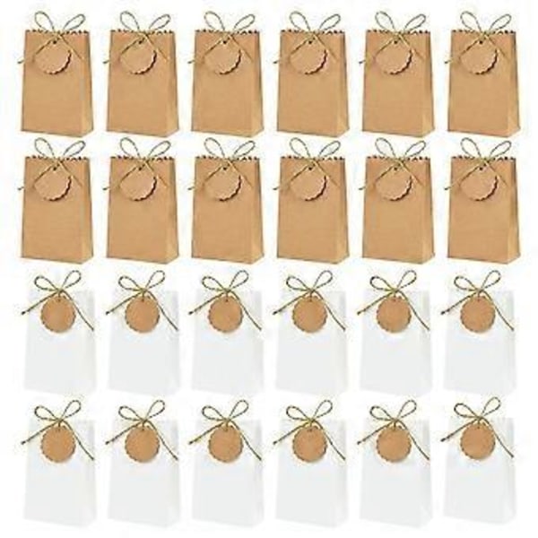 50-pack Kraftpapperspresentförpackning med rep Retro Godis Kakpåse Bröllop Födelsedagstillbehör Förpackning