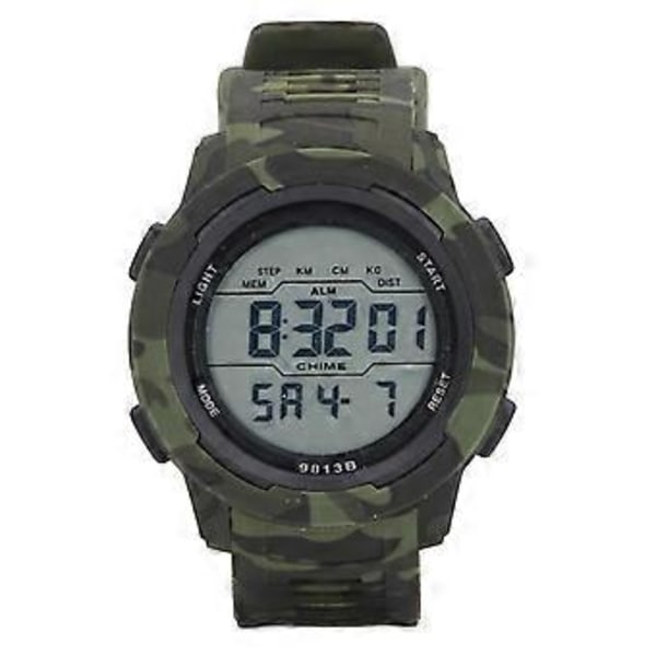 Digitalt sportsur til mænd: 50 m vandtæt med LED-baggrundsbelysning og camouflage-design til udendørsentusiaster