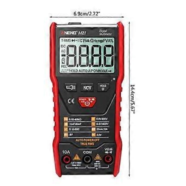 M21 6000 Räknar True RMS Multimeter Transistortestare Kapacitansmätare