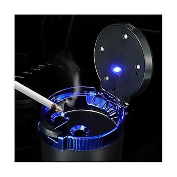 Auton tuhkakuppi kannella Kannettava tuhkakuppi Mini auton roskakori LED-valolla Ou:lle