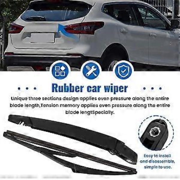 2 st Bil Vindruta Bakruta Torkare 12 Tum Bakre Torkarblad & Arm Set för Dualis J10 J11 2006-2019