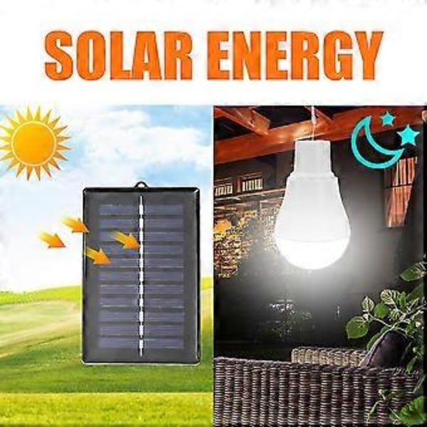 3w Solcellepanel Oppladbar Energibesparende Solcellepære Belysning For Utendørs Camping Bærbar Lampe Led Pære