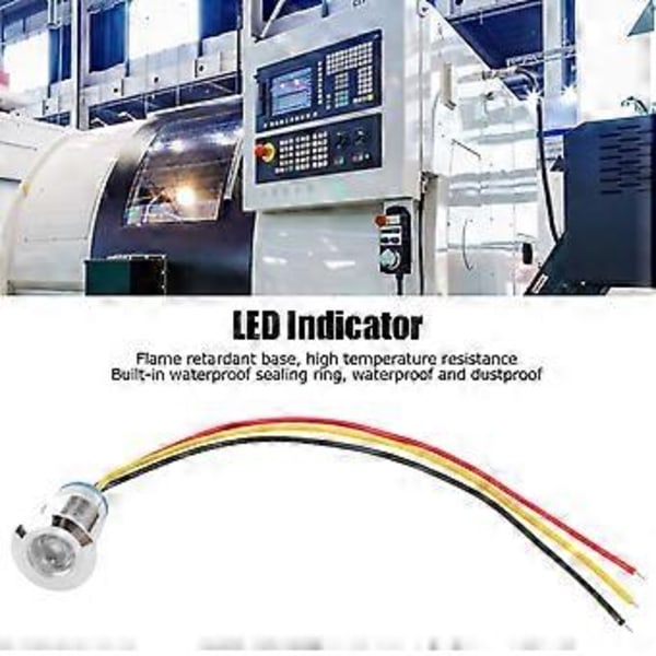 4 Sarjaa Valmiiksi Johdotettuja Pyöreitä LED-valoja Vedenpitävä 2-Värinen Valo Yhteinen Anodi Anodielektrodi 12-24V 12mm (Punainen ja Keltainen)