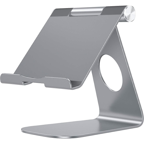 Justerbart nettbrettstativ i aluminium - Elegant grå bordbrettholder
