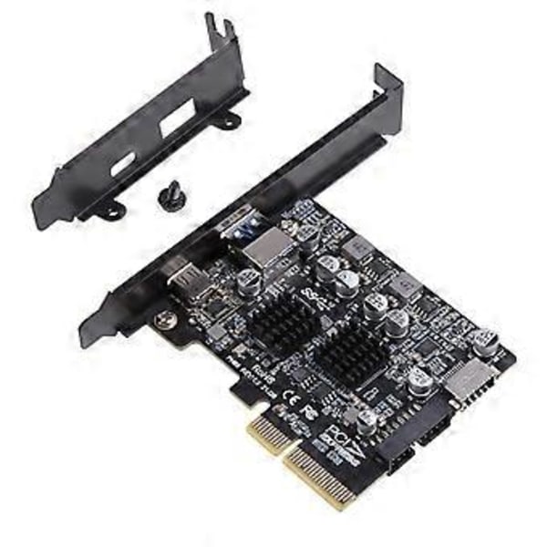 2-Port PCI-E X4 Riser-kort PCIe til USB3.2 Gen 2 Adapter Riser Add-on-kort