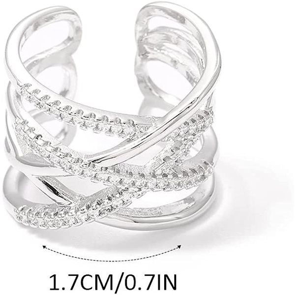 Tumring Silver Cross Lines Ring Celtic Knot Justerbar Öppen Ring Cubic Present