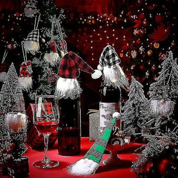 Jul Röd Vinflaskhatt, Jul Vinflaskpåse Jul