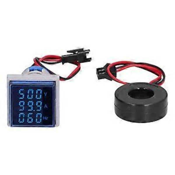 Digital LED Indikatorlampe Firkantet 3-Display Signal LED Lys 60-500V AC 0-100A ST17VAH Blå